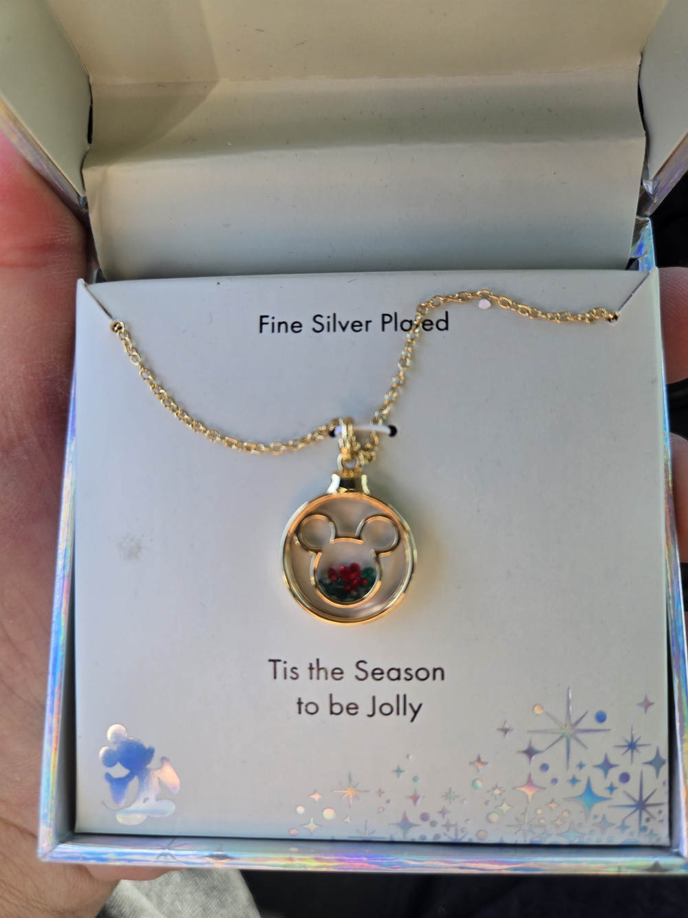 Disney Gold-Tone Mickey Holiday Pendant Necklace